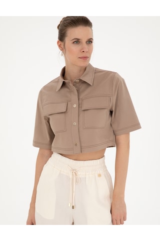 Pierre Cardin Kadın Bej Gömlek Desenli 50284674-vr011 Bej