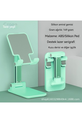 Aurora Taşınabiler Teleskopik Tembel Katlandır Silikon Masaüstücep Telefonu Standıyeşil Yeşil