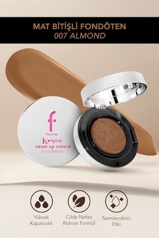 Flormar K-Spirit Cover Up Yüksek Kapatıcı & Uzun Süre Kalıcı Yarı Mat Bitişli Fondöten 007 Almond