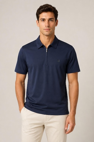 Alexander Gardi Teknik Kumaş Fermuarlı Polo T-shirt Lacivert