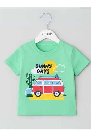 Divonette Erkek Bebek Sunny Days Baskılı T-shirt-15697 Yeşil