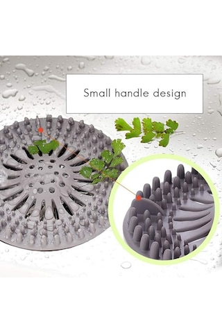 Yuvarlak Silikon Süzgeç 12 Cm Lavabo Ve Küvet Süzgeci, Lavabo Tıkacı Gri Renk 1 Adet M-140 Silikon Diğer