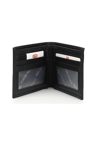 Gönderir Siyah Hakiki Deri Yatay Cüzdan Siyah