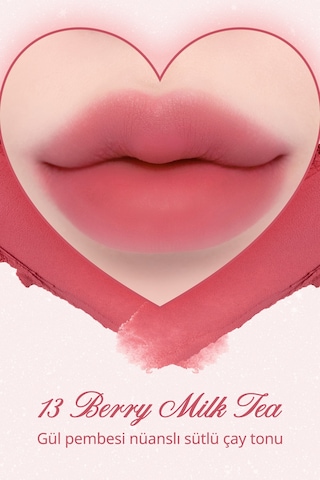 Dasique Kalp Tasarımlı Yoğun Pigmentli Köpük Yapılı Kadife Bitiş Sunan Ruj Souffle Color Pot 13 Berry Milk Tea 13 Berry Milk Tea