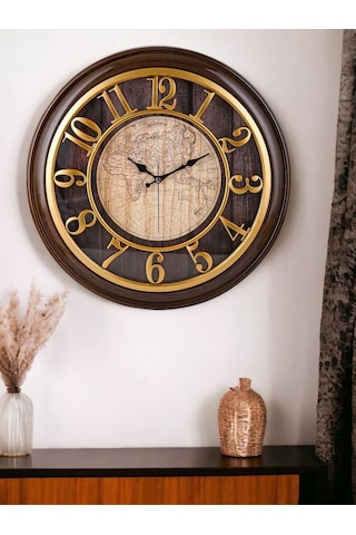 Galaxy Eskitme Dekoratif Kadranlı 50 Cm Duvar Saati Koyu Kahve Koyu Kahverengi