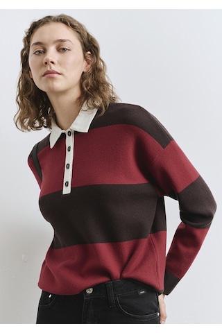 Mavi - Blok Renkli Bordo Triko Polo 1710708-90695 Bordo