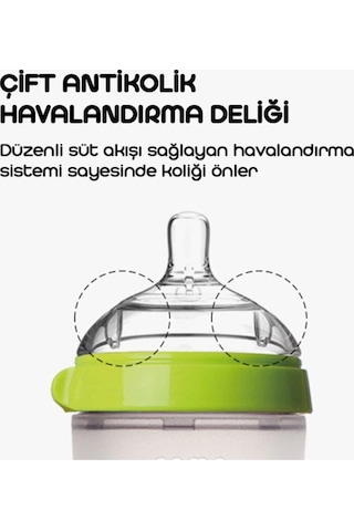 Comotomo Antikolik Silikon Biberon 2'li 150 ML Yeşil - Pembe