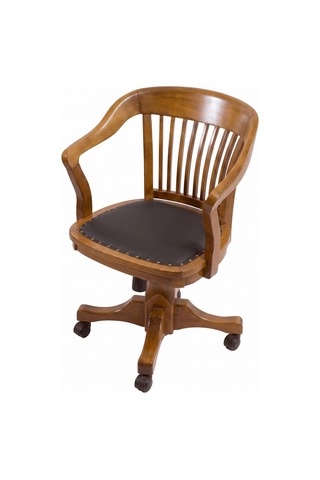 Throne Deri Döşemeli Ahşap Ofis Sandalyesi Ceviz