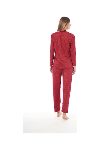 Estiva Puantiye Desen Boydan Düğmeli Süet Bayan Pijama Takım Siyah
