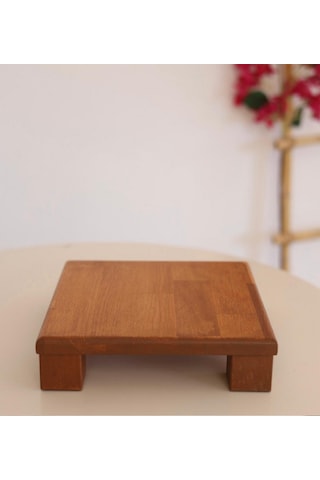 Tityos Küp Ayaklı 25x25 Cm Ahşap Kare Pasta Sunum Servis Tabağı