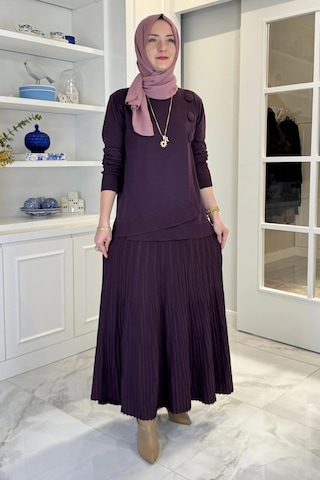 Rabia Şamlı Rana Triko Takım Mürdüm Normal