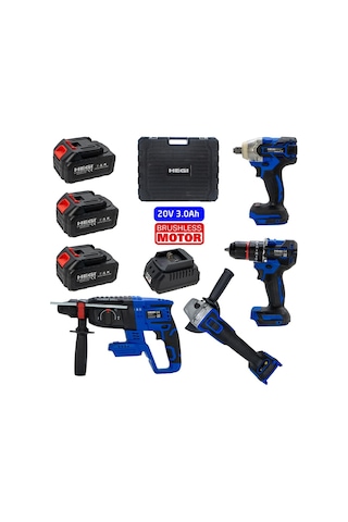 Hegi 809000244 20V 3AH Kömürsüz Üç Akülü 4'lü Set