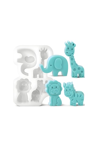 Tenfowee 4'lü Hayvan Şekilli Silikon Kalıp - Zürafa Fil Aslan Zebra - Mum, Kek Ve Yapıştırıcı Damlacığı Yapımı İçin - Çevre Dostu Silikon