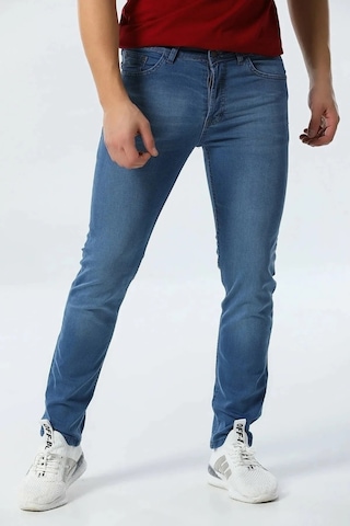 Erkek Mavi Slim Fit Likralı Esnek Jean Kot Pantolon Mavi