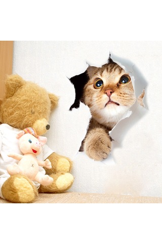 Neevoyu 3d Gerçekçi Kedi Desenli Su Geçirmez Otomatik Yapışkan Duvar Sticker - Pvc Malzeme Ev Dekorasyonu Xh2005 Modeli Diğer