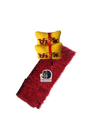Tofaş Uyumlu Kırmızı Siyah Peluş Torpido Kaplama Halısı & Örtüsü / Araç Boyun Yastığı