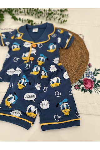 Tuembaby Dadft Duck Baskılı Erkek Bebek Kısa Kollu Şortlu Pijama Takımı Ölçüleri Açıklamada Lacivert