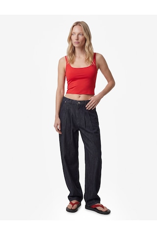 Koton Kare Yaka Slim Fit Kalın Askılı Crop Üst Kırmızı 6sak10228ek