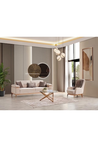 Bella 3+3+1 Koltuk Takımı Krem - Kahve