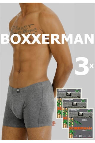 Boxxerman Tatkan - 3'lü - Erkek Bambu Sport Boxershort Gri