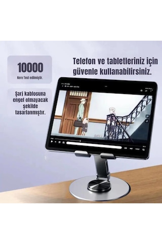 Polham Açı Ve Yükseklik Ayarlı Telefon Ve Tablet Tutucu Stand, Kaydırmaz Masaüstü Dönebilen Stand