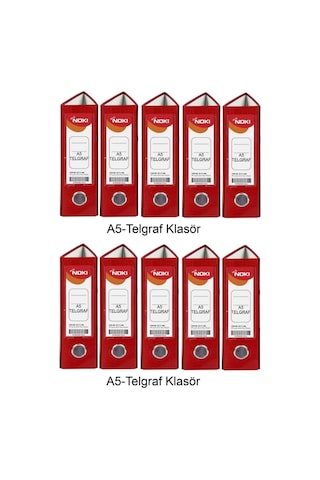 Telgraf Klasör Kırmızı Geniş A5 Plastik 10 Adet
