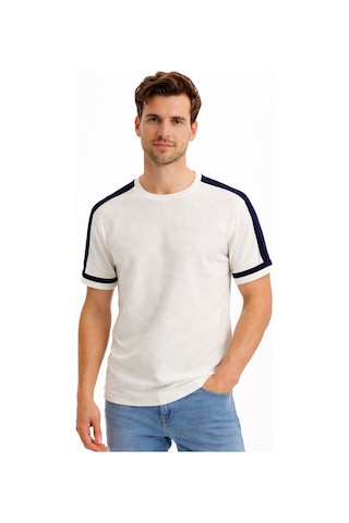 Cazador Triko Bisiklet Yaka T-shirt Erkek 34045 Ekru Ekru