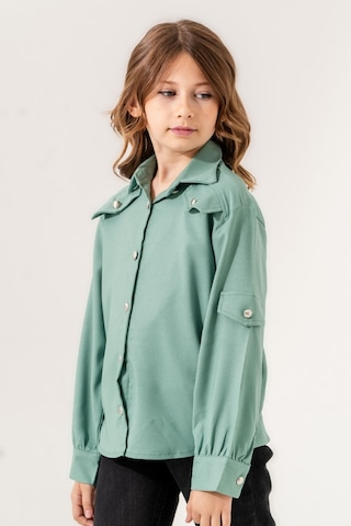 Kız Çocuk Cep Süslü Gömlek 3140 Yeşil