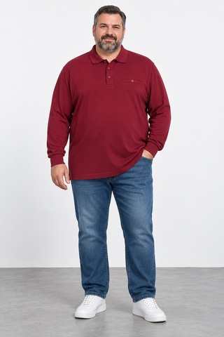 Bihan Store Erkek Battal Boy Petekli Uzun Kol Sweat 26k-116-bordo