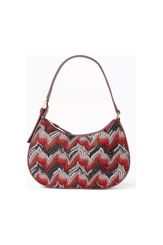 Missoni Mıssonı Lurex Örgü Mini Hobo Çanta, Italyan Zarafeti, Ikonik Zigzag Desen El Çantası Kırmızı