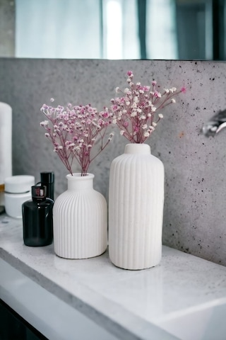 Dekoratif Iskandinav Tarz Mini Ve Uzun Beton Vazo Set Ikili