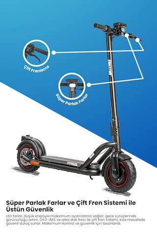 Electroll N85 Elektrikli Scooter 1200 Watt Yenilikçi Teknoloji, Zarif Tasarım, Üstün Konfor, Güvenli Sürüş Siyah