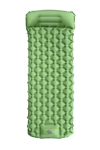 Ultra Hafif Kendinden Pompalı Şişme Kamp Yatağı 195x60x5 Cm Tek Kişilik Su Geçirmez Kamp Matı Dahili Pompalı Uyku Matı Yeşil