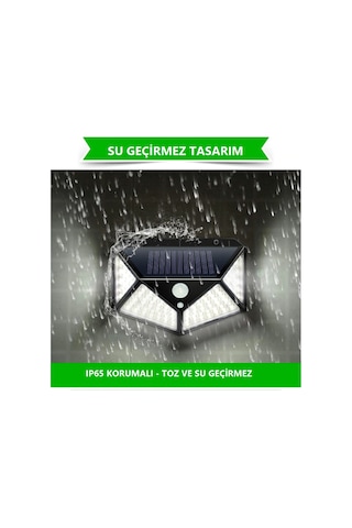 4 Adet Güneş Enerjili Solar Bahçe Duvar Lamba Aydınlatma 100 Led
