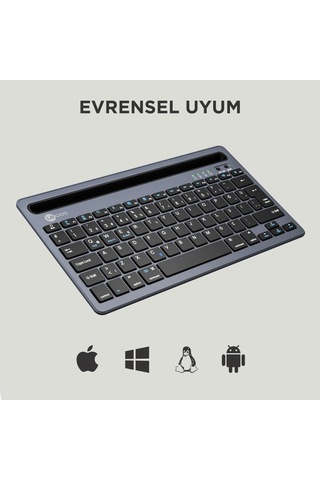 Lecoo Bk100 Wireless Bluetooth Standlı Kablosuz Şarjlı Klavye Gri
