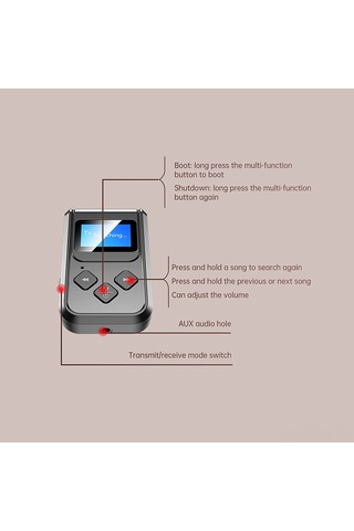 Samdoo T15 Bluetooth 5.0 Çift Fonksiyonlu Alıcı-verici, Lcd Ekranlı, Elle Tutulmadan Konuşma, Dahili Batarya, Siyah