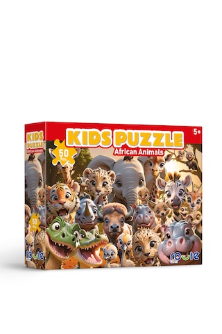 Afrika Hayvanları Çocuk Puzzle 50 Parça 34 48 Cm