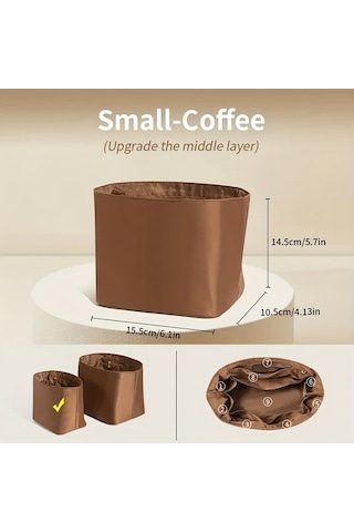 Fochsia Kahverengi Küçük İç Organizer Çanta Celine Kapışlı Kova Çanta İçi Düzenleyici Gümüş Eskitme