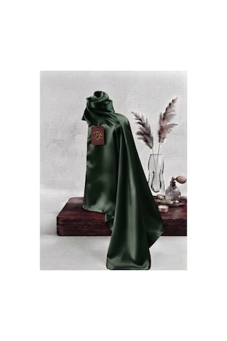 Flora Tekstil Kristal Eşarp Parlak Saten Dokulu Tesettür Abiye Eşarp 95x95 Cm Haki