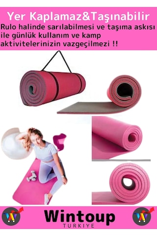 Premium Seri Çift Taraflı Su Geçirmez Taşıma Askılı Kamp Uyku Matı Minder Yoga Pilates Pembe Kalın Çok Renkli