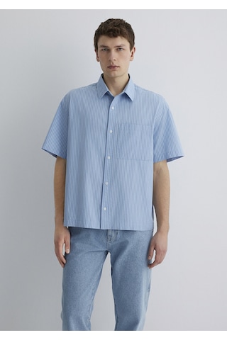 Mavi Oversize Kısa Kol Mavi Erkek Gömlek M0211487-83767 Mavi