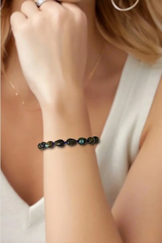 Pozitif Doğal Taş Damla Kesim Labradorit Bileklik Makrome Ayarlı 651-2 Açık Gri