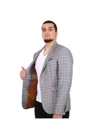 Sposo 5137 Dar Kalıp Kareli Bej Erkek Blazer Ceket Bej