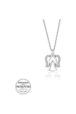 925 Ayar Swarovski Taşlı Gümüş Melek Bayan Kolye