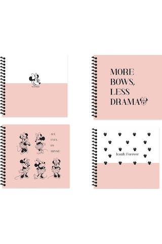 Sert Kapaklı 16x15 Çizgili Defter - 4 Lü Set Pembe-beyaz