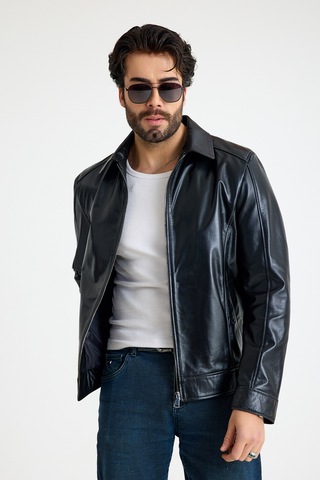 Franko Armondi Erkek Bomber Deri Ceket E25-k-909-bb-yk-kem Siyah