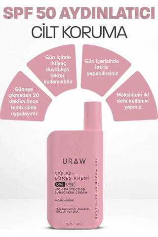 Uraw Pink Touch Blueberry Ton Eşitleyici Güneş Kremi SPF50+ 50 ML