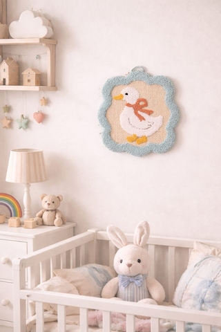 El Yapımı Ördek Desenli Punch Bebek Odası Tablosu
