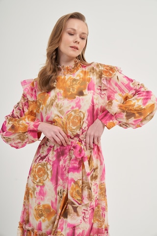 Ftz İpek Şifon Elbise Pembe 31038 Pembe