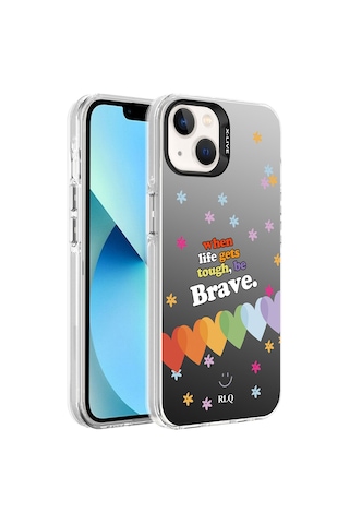 Apple Uyumlu iPhone 14 Desenli Zore Silver Sert Kılıf kalp Kalp